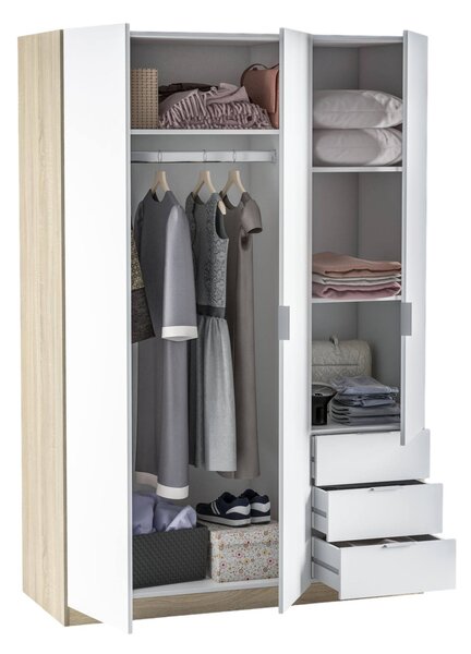 Guardaroba con appendiabiti bianco e rovere 121x180h cm - Apaches