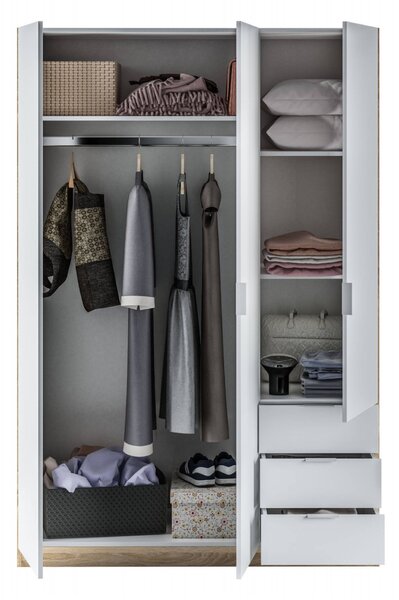 Guardaroba con appendiabiti bianco e rovere 121x180h cm - Apaches