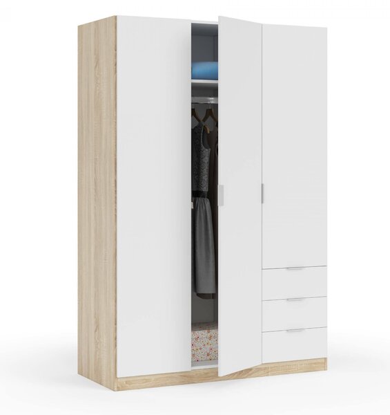 Guardaroba con appendiabiti bianco e rovere 121x180h cm - Apaches