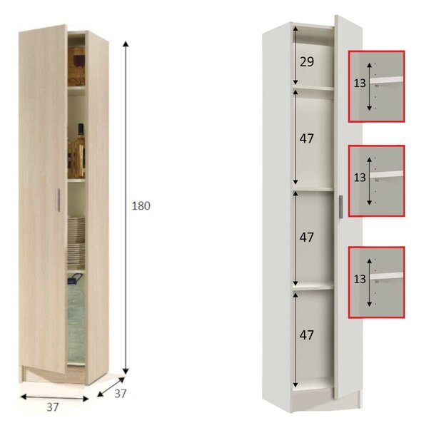 Armadio legno lavanderia 37x180h cm - Alexander