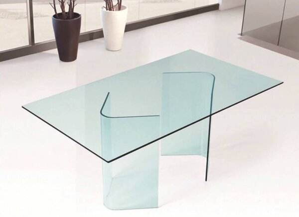 Tavolo vetro rettangolare 10 posti trasparente 180x90cm - Armir