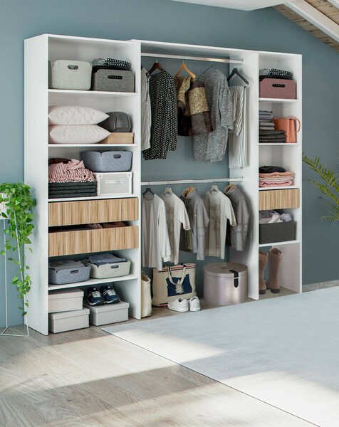 Cabina armadio classica bianca e rovere 196x187h cm - Ary
