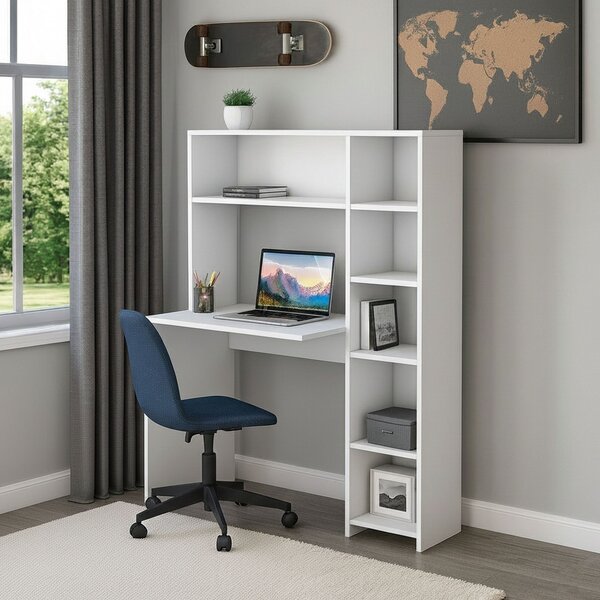 Scrivania studio bianca 113x40cm con libreria - Arapaho