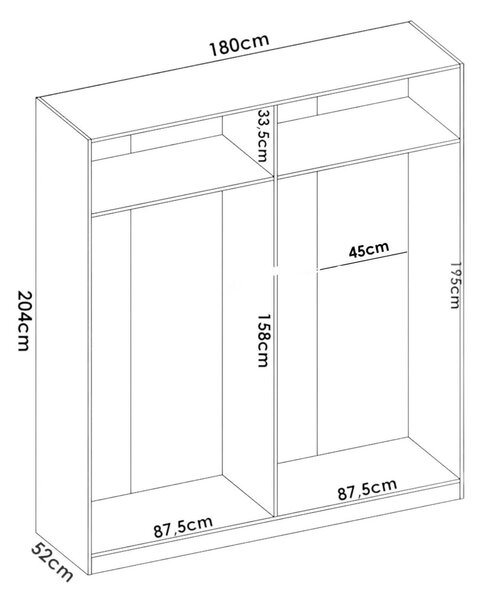 Guardaroba 4 ante bianco lucido 180x204h cm - Iuventas