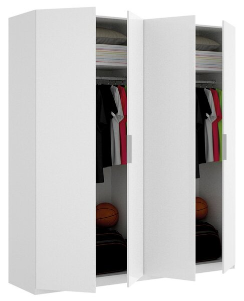 Guardaroba 4 ante bianco lucido 180x204h cm - Iuventas