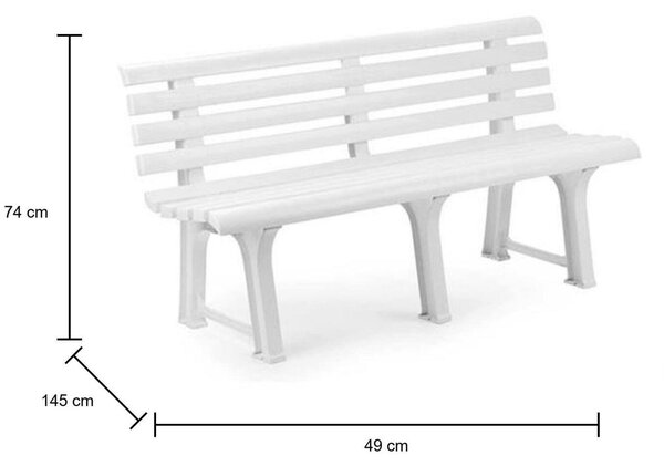 Panchina da esterno Artur, 145x49h74 cm, Bianco