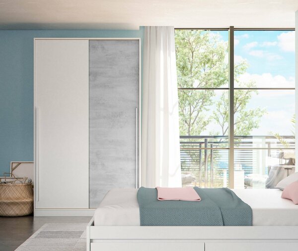 Guardaroba con appendiabiti cemento e bianco 120x200h cm - Aristode