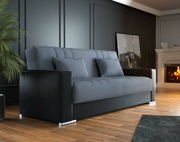 Divano letto reclinabile nero e grigio 230x96cm - Arix
