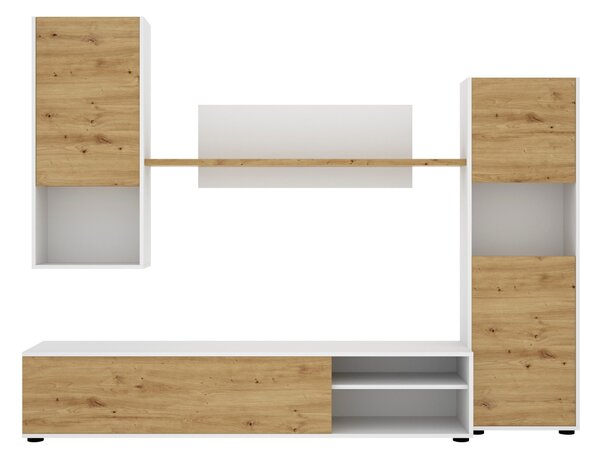 Parete attrezzata in legno 220cm rovere e bianca - Artex