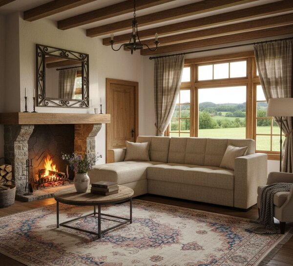 Divano letto design beige 227x150cm - Armadillo