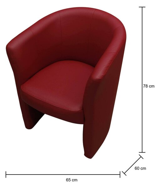 Poltrona moderna in ecopelle con braccioli rossa - Ago