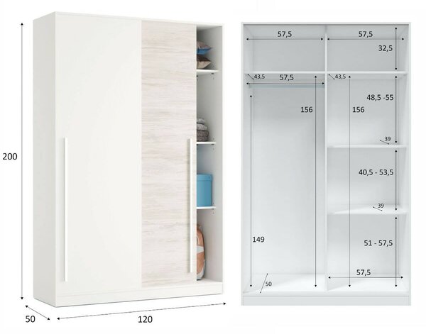 Guardaroba con ripiani regolabili bianco anticato 120x200h cm - Aristode
