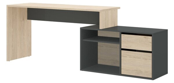 Scrivania angolare rovere e antracite 139x92cm con 1 cassetto - Andor