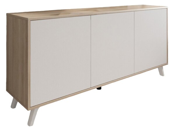 Credenza rovere e bianca moderna 153x39x72h cm 3 ante - Annina