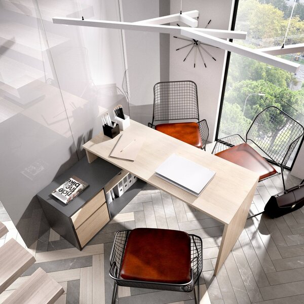 Scrivania angolare rovere e antracite 139x92cm con 1 cassetto - Andor