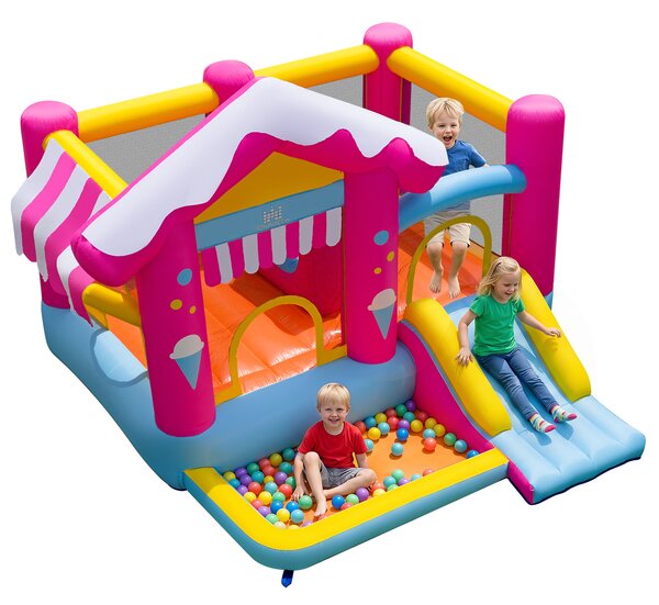 Costway Castello gonfiabile per bambini per interno ed esterno con ostacolo scivolo, Casa gonfiabile per bambini 3-12 anni