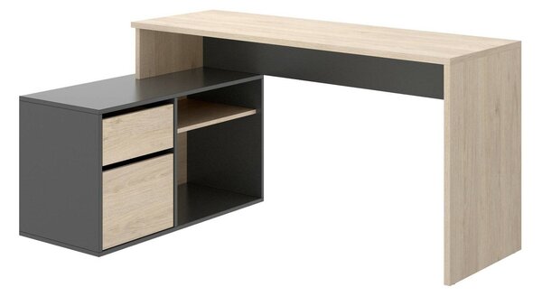 Scrivania angolare rovere e antracite 139x92cm con 1 cassetto - Andor