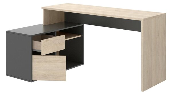 Scrivania angolare rovere e antracite 139x92cm con 1 cassetto - Andor