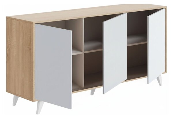 Credenza rovere e bianca moderna 153x39x72h cm 3 ante - Annina