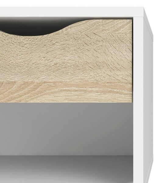 Comodino moderno bianco e quercia 50x39x49h cm - Lucina