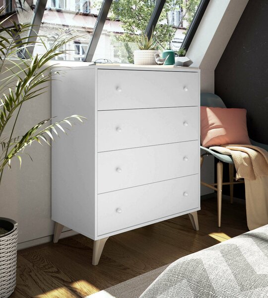 Cassettiera con maniglie bianca 78x95h cm - Aquilea