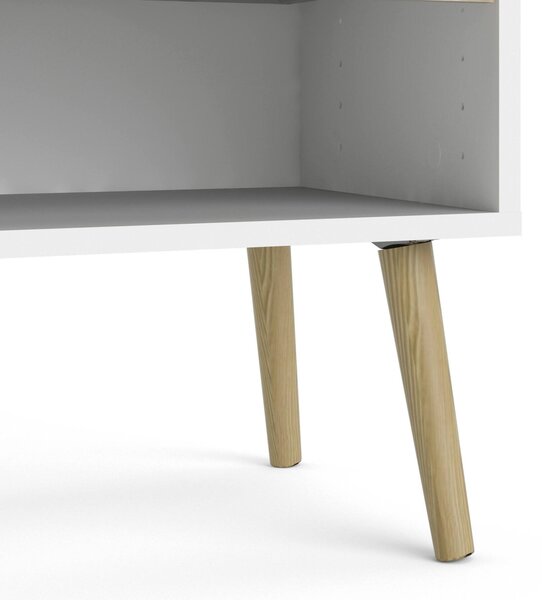 Comodino moderno bianco e quercia 50x39x49h cm - Lucina