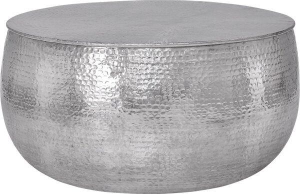 Tavolino WOMO-DESIGN Ø90x45 cm argento, aspetto martellato, tavolino fatto a mano, tavolino rotondo orientale per il soggiorno
