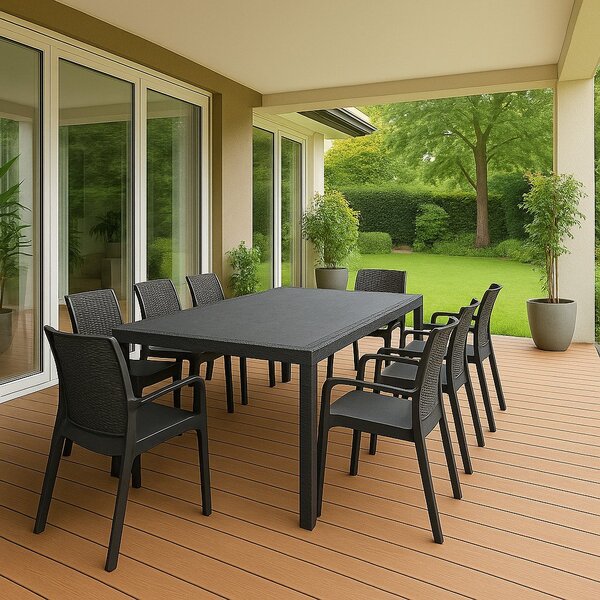 Set salotto giardino 8 posti e 1 tavolo allungabile antracite - Arret