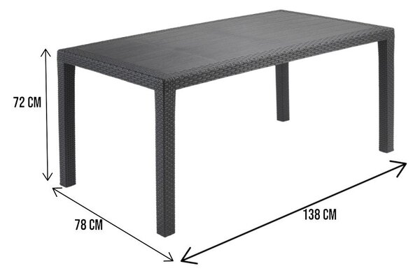 Tavolo da giardino 8 posti 138x78cm antracite - Arca