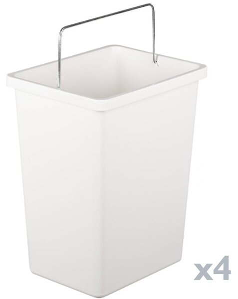 Pattumiera Grigio Capacità 72 (18 per Secchio) Fissaggio a Muro Opzionale 60x25x93h cm, 4 Cestini - Anukhatun