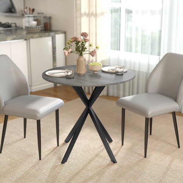 HOMCOM Tavolo da cucina rotondo, 80 cm, piano compatto, pannello truciolare, metallo, grigio | Aosom Italy