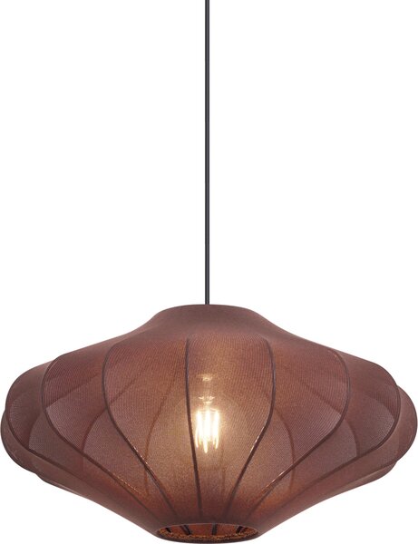 QAZQA - Lampada a sospensione Japandi I Lampada a sospensione I Lampada a sospensione marrone con paralume in tessuto 50 cm - Plu I Soggiorno I Camera da letto - Tessile rotondo - Adatto per LED E27