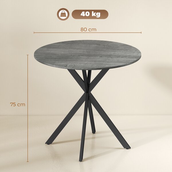 HOMCOM Tavolo da cucina rotondo, 80 cm, piano compatto, pannello truciolare, metallo, grigio | Aosom Italy