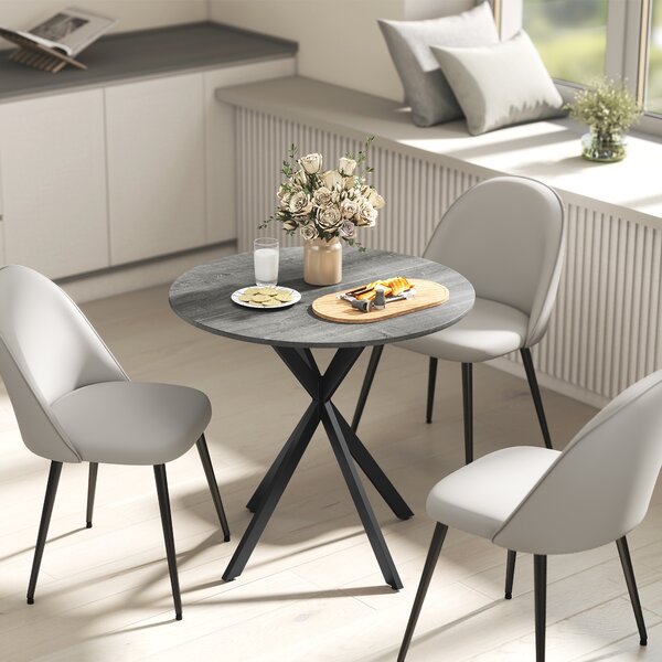 HOMCOM Tavolo da cucina rotondo, 80 cm, piano compatto, pannello truciolare, metallo, grigio | Aosom Italy