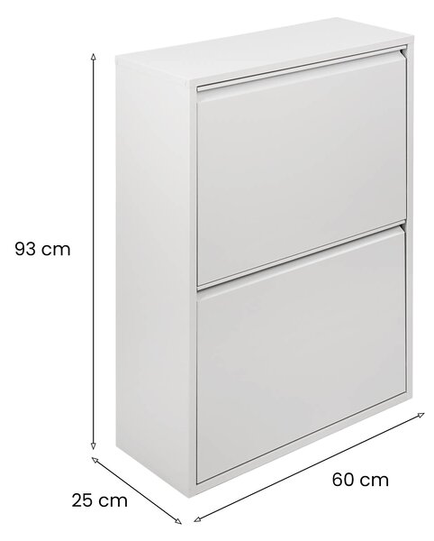 Pattumiera Bianco Capacità 72 (18 per Secchio) Fissaggio a Muro Opzionale 60x25x93h cm, 4 Cestini - Anukhatun