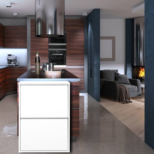 Pattumiera Bianco Capacità 72 (18 per Secchio) Fissaggio a Muro Opzionale 60x25x93h cm, 4 Cestini - Anukhatun
