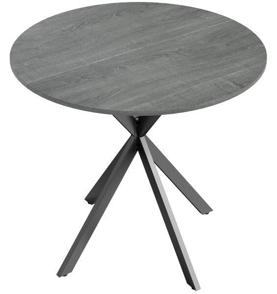 HOMCOM Tavolo da cucina rotondo, 80 cm, piano compatto, pannello truciolare, metallo, grigio | Aosom Italy