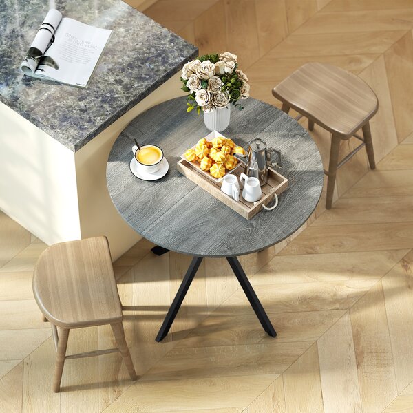 HOMCOM Tavolo da cucina rotondo, 80 cm, piano compatto, pannello truciolare, metallo, grigio | Aosom Italy