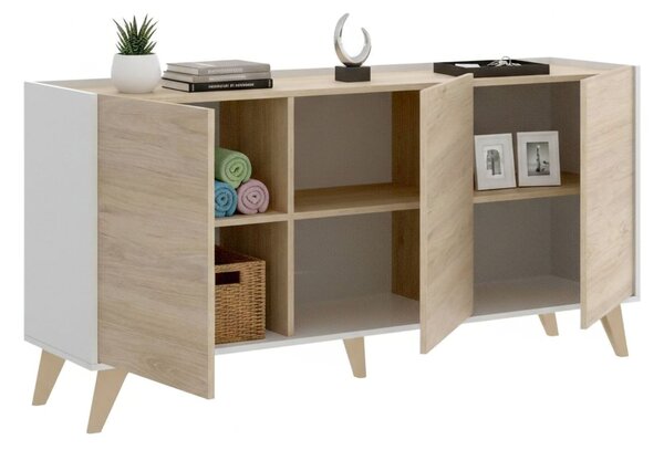 Credenza rovere e bianca 155x43x75h cm 3 ante - Afrodite