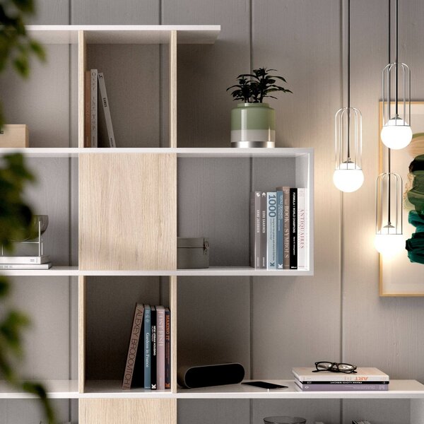 Libreria divisoria bianca lucida e rovere 145x145h cm - Ax