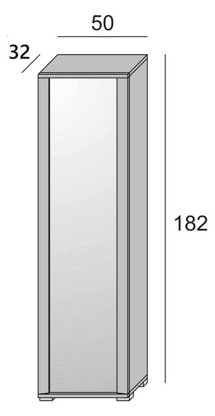 Scarpiera alta bianca 50x182h cm anta a specchio - Asiago
