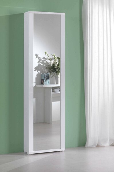 Scarpiera alta bianca 50x182h cm anta a specchio - Asiago