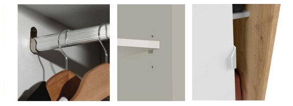Guardaroba con ripiani regolabili bianco e rovere nodi 120x200h cm - Adrenalin