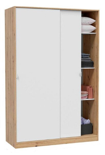 Guardaroba con ripiani regolabili bianco e rovere nodi 120x200h cm - Adrenalin