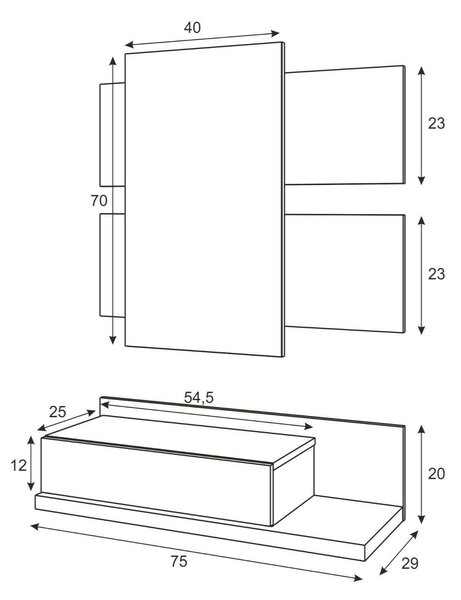Mobile da ingresso sospeso con cassetto bianco lucido e noce 75x90h cm - Anro