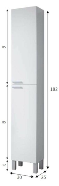 Mobile colonna bagno classico 2 ante 30x182h cm bianco lucido - Ark