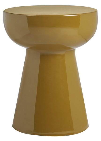Tavolino d'appoint rotondo in metallo smaltato bronzo D34 cm MOGOU