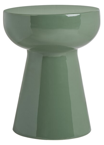 Tavolino ausiliario rotondo in metallo smaltato verde kaki D34 cm MOGOU