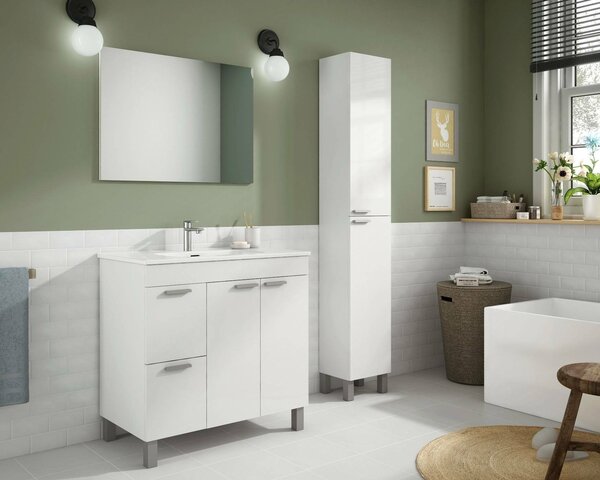 Mobile colonna bagno classico 2 ante 30x182h cm bianco lucido - Ark