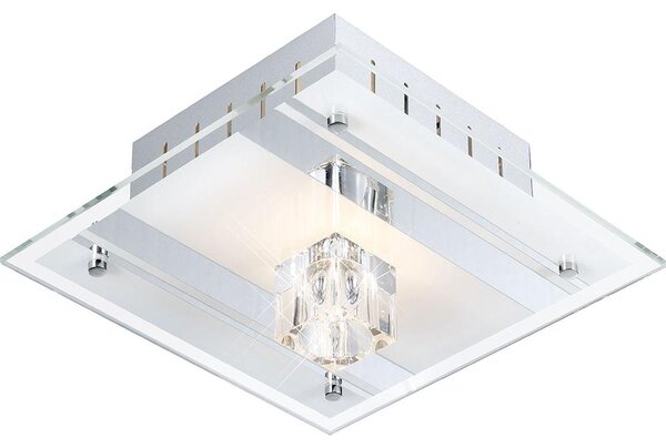 Lampada a soffitto decorativa, metallo verniciato, vetro satinato, modello Esto Diamantis, codice 40100